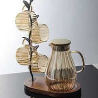 Vente en gros de carafes en verre borosilicate résistant à la chaleur, avec couvercle en acier inoxydable, poignée en verre, capacité de 1,8 L, compatible micro-ondes, sans BPA