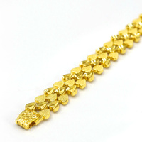 Bracelet unisexe en chaîne et maillons plaqué or 24 carats avec zircon en forme de cœur, best-seller en ligne de Z H Dubai Jewelry, style mode coréenne pour salons professionnels