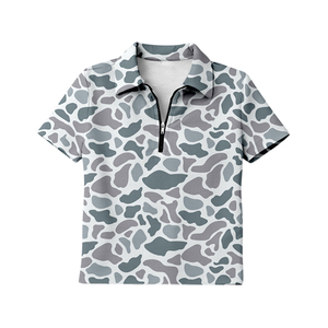 Camiseta GT1602 con estampado de camuflaje personalizado, manga corta, con cremallera, antiarrugas, para mujer adulta, venta al por mayor, top de verano para adulta. - Product Image 1