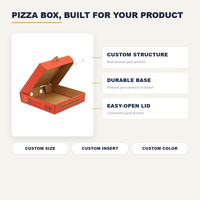 Boîte à pizza orange ou de couleur personnalisée, en carton alimentaire, avec couvercle à charnière imprimé sur mesure, emballage à emporter
