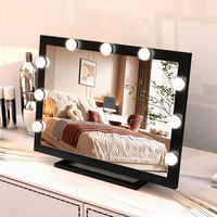 Miroir de Maquillage Intelligent à LED, Design Rotatif sur Pied, Écran d'Affichage Carré, Personnalisé, en Métal et Verre, Utilisation sur Bureau
