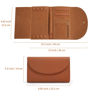 Estuche Organizador de Joyas de Cuero PU de Lujo Personalizado, Bolsa de Viaje Enrollable Portátil con Cierre para Collares, Anillos y Pulseras - Product Image 2