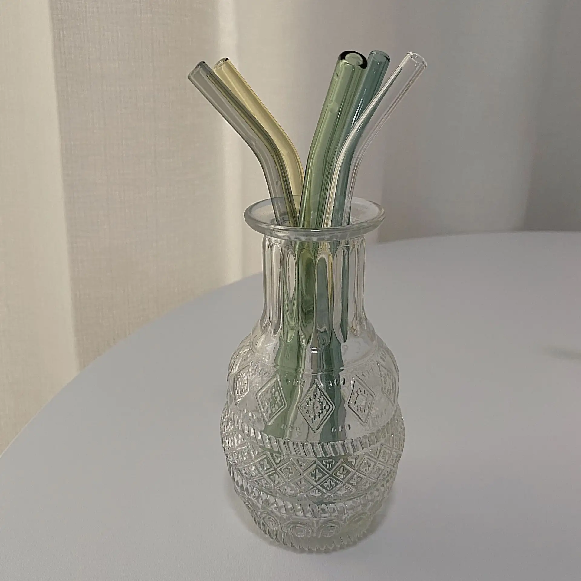 Glass straw in bulk color heat-resistant environmental protection milk tea straw high borosilicate glass