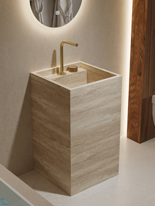 Cuvette de colonne de dalle de roche de villa d'hôtel conception moderne cuvette intégrée de lavage de plancher de cour extérieure avec le miroir de bain - Product Image 2
