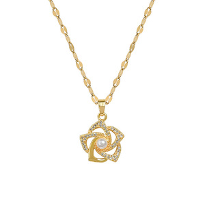 Exquisito Collar con Colgante de Circonita Brillante y Cadena de Eslabones para Mujer, de Acero Inoxidable Chapado en Oro, Regalo Judío de la Suerte - Product Image 5