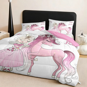Conjunto de Capa de Edredom Acolchoada de Fibra Sintética Macia como Pena, Tema Princesa Unicórnio, 3 Peças, Personalizável, com Enchimento de Seda e Algodão - Product Image 3