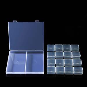 Organizador de escritorio transparente, caja de almacenamiento de 4 filas y 16 compartimentos para accesorios de decoración de uñas, contenedor sellado de plástico - Product Image 1