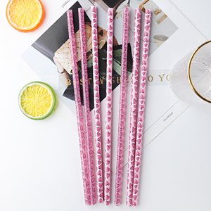 Valentine của ngày rơm, tái sử dụng cứng ống hút nhựa với trái tim trang trí in màu hồng tim nhựa rơm tái sử dụng cho Đảng - Product Image 6