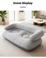 Sofá Inflable para Exteriores con Reposabrazos, Colchón Inflable Doble Aterciopelado, Sillón Inflable Casual para 2 Personas