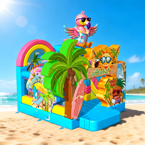 WINSUN Inflatable Tropical Flamingo Bouncy Castle with <b>Slide</b> PVC Waterproof CE for Kids Party Amusement Park Custom Logo - Product Image 2