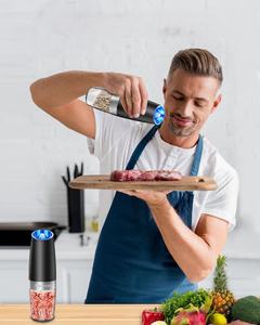 Nuova <span class=keywords><strong>casa</strong></span> portatile e cucina automatica Spice Mill gravità elettrico pepe e sale Set con Led blu - Product Image 6