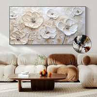 Peinture à l'huile moderne Fleur Blanche faite à la main, texture épaisse, couteau à palette, art mural 3D sur toile pour salon