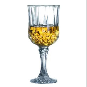 耐热葡萄酒果汁玻璃浮雕钻石饮料玻璃复古升华红酒杯婚礼酒吧派对
