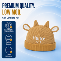 Bonnet tricoté personnalisé pour bébés et enfants, avec logo, marque privée OEM, style Docker en corne de bœuf, tissu doux de qualité supérieure pour marques de vêtements pour enfants de boutique