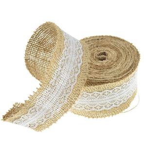 Fabriek Koop Verpakking Accessoire 5Cm Breed 5M Lange Jute Lint Roll Gevlochten Hennep Touw Jute Jute Kant Lint voor Decoratie - Product Image 6