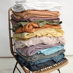 Lino lavado 100% 50*54 Ropa de cama de lino teñido ecológico Sábana <span class=keywords><strong>bajera</strong></span> Sábana inferior - Product Image 3