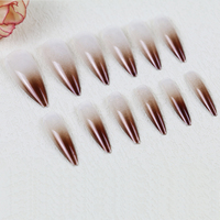 VV Mei Jia Er Design Long Ballet tête tranchante 24 pièces ongles artificiels nouveau élégant dégradé de couleur vif appuyer sur la pointe des ongles