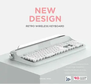 2021 새로운 디자인 요람 키보드 무선 정제 106 열쇠 W503 를 가진 손목 지원을 가진 retro 무선 키보드