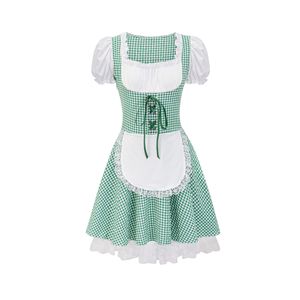 Traditional Plaid Dirndl Dress Women Oktoberfest Beer Maid Costume Adult Size Multicolor <b>Gingham</b> Skirt - Product Image 4