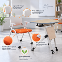 Table de formation mobile pliable avec plateau inclinable et ensemble de chaises pliantes pour salle de réunion, salle de formation