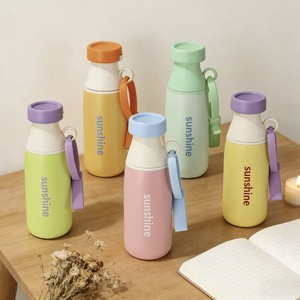 BPA 프리 스테인리스 보온컵 520ml 316 스테인리스 스틸 소재, 스파우트 뚜껑 및 빨대 실리콘 로프 포함, 스포츠 캠핑 헬스장 등교용 - Product Image 2