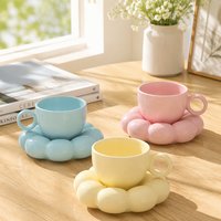Ensemble de tasses à café en céramique avec assiette décorative en forme de nuage, tasse en céramique créative, boîte cadeau, décoration moderne pour le salon