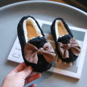 Zapatos Casuales de Felpa Cálidos con Suela Antideslizante, Pantuflas de Felpa para Interiores, Zapatos Tipo Mocasín con Lazo para Niñas - Product Image 6