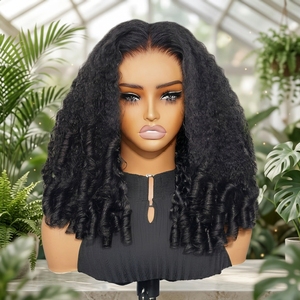 Peluca Frontal de Encaje HD Rizado Estilo Pixie Birmano 250% de Densidad Pelo Humano Crudo Original Pelucas sin Pegamento de Pelo Humano Rizado Kinky con Encaje HD - Product Image 1