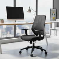 Chaise de bureau ergonomique moderne avec dossier en maille respirante, hauteur réglable, siège pivotant, structure en plastique, idéale pour de longues heures de travail à domicile