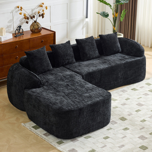 Boucle L-shaped Sectional <b>Sofa</b> Set Compressed Design for Living Room High-Elastic Sponge Comfort - Product Image 5