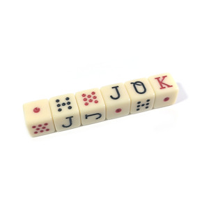 Dados JQK de plástico de 16 mm con esquinas cuadradas de color marfil español, de 6 caras, para póker y juegos de cartas - Product Image 2