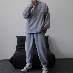 Ensemble de survêtements vintage de haute qualité pour hommes, style streetwear personnalisé, avec surpiqûres de couleur unie, réversible et 100 % coton écologique - Product Image 5