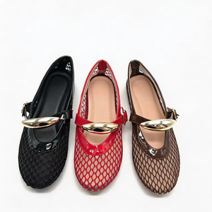 <span class=keywords><strong>Ballerine</strong></span> Eleganti da Donna con Suola Morbida e Cinturino Regolabile, Stile Africano Moderno, Trasparenti in Rete - Product Image 4