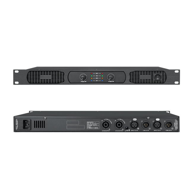 ET2350 Professional Dual Channel 1U Class D Power Amplifier Metal Rack Mount Audio Amp for Surround Sound Systems for Stage