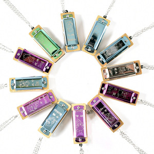 Harmonica miniature colorée écologique à 4 trous, collier, jouet musical pour enfants, cadeau, vente en gros - Product Image 1