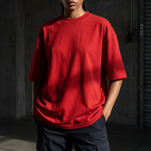New Trend Heavyweight <strong>T</strong> <strong>Shirt</strong> Men 100% Cotton Oversized Boxy Fit Blank Tee Plain Premium Quality Short Sleeve TShirt Custom Logo - Product Image 4