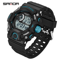 Montre de sport SANDA 326 pour homme, alarme hebdomadaire, chronomètre, affichage numérique LED avec rétroéclairage, montre étanche pour homme