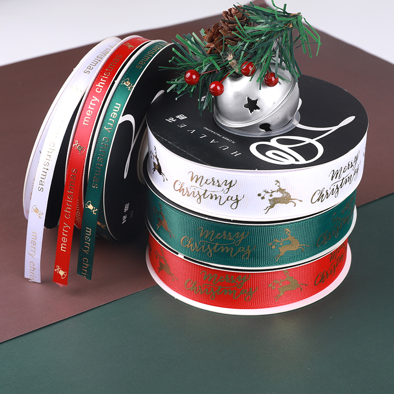 Wholesale Printed Logo Gift Silk Ribbon Red Gift Box Wrapping Christmas Flower Packing Ribbon