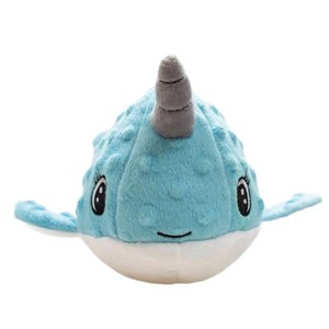 Jouet pour chien en peluche Narval bleu moyen, interactif, sonore, jouet à mâcher pour animaux de compagnie - Product Image 3