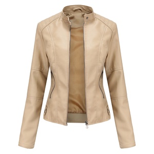 Chaqueta de cuero de talla grande para mujer, chaqueta fina de motorista para primavera y otoño - Product Image 5