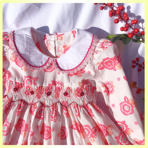 2021 nuovi Vestiti A Maniche Lunghe Vittoriano Risvolto Bambino Smocked Vestito <span class=keywords><strong>Per</strong></span> La Ragazza 3-7 Anni Con L'arco - Product Image 3