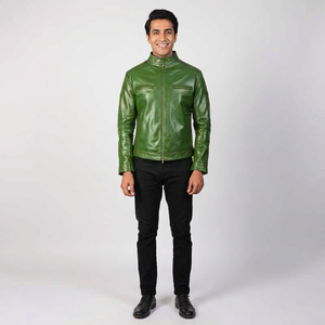 Veste d'hiver décontractée pour homme, veste bomber tendance en cuir PU, fermeture éclair, col montant, coupe slim, grande taille, veste imprimée pour homme - Product Image 1