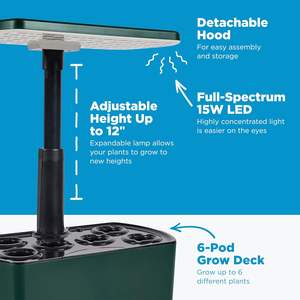 Sistema de Hidroponía Casero, Moderno Sistema de Jardín Hidropónico Interior con Luz LED de Cultivo, Plástico Digital, Capacidad para 6 Plantas Verdes para <span class=keywords><strong>AeroGarden</strong></span> - Product Image 5