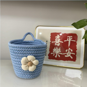 Làm bằng tay dệt bông dây lưu trữ khung, chìa khóa, mỹ phẩm Treo Giỏ, sợi bông, giỏ lưu trữ linh tinh, dễ thương - Product Image 6