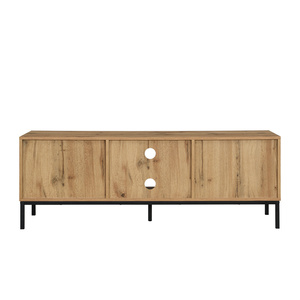 <span class=keywords><strong>Meuble</strong></span> <span class=keywords><strong>TV</strong></span> moderne en MDF mélaminé couleur chêne sauvage avec pieds en tuyau métallique <span class=keywords><strong>et</strong></span> porte en mélaminé noir avec revêtement poudré pour salon, salle à manger, hôtel - Product Image 3