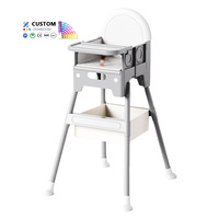 Chaise haute pour bébé moderne en plastique PP multifonctionnelle, réglable, pliable, légère et portable, pour bébés de 0 à 12 mois, confortable