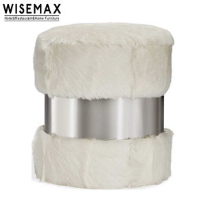 WISEMAX FURNITURE meubles de salon canapés ottoman luxe laine d'agneau fourrure lit bout tabouret petit rond <span class=keywords><strong>coiffeuse</strong></span> tabouret - Product Image 1