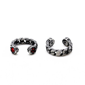 yunnique Fashion <b>Cuff</b> <b>Earrings</b> Stainless Steel Red Rhinestone Bezel Setting For Non Pierced <b>Ears</b> Japanese Korean Style - Product Image 1