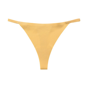 Women Solid <b>Seamless</b> <b>Thong</b> Panties with Gold Metal Ring Thin Strap Low Waist T-Back Underwear Ultra Thin Sexy Lingerie Wholesale - Product Image 1