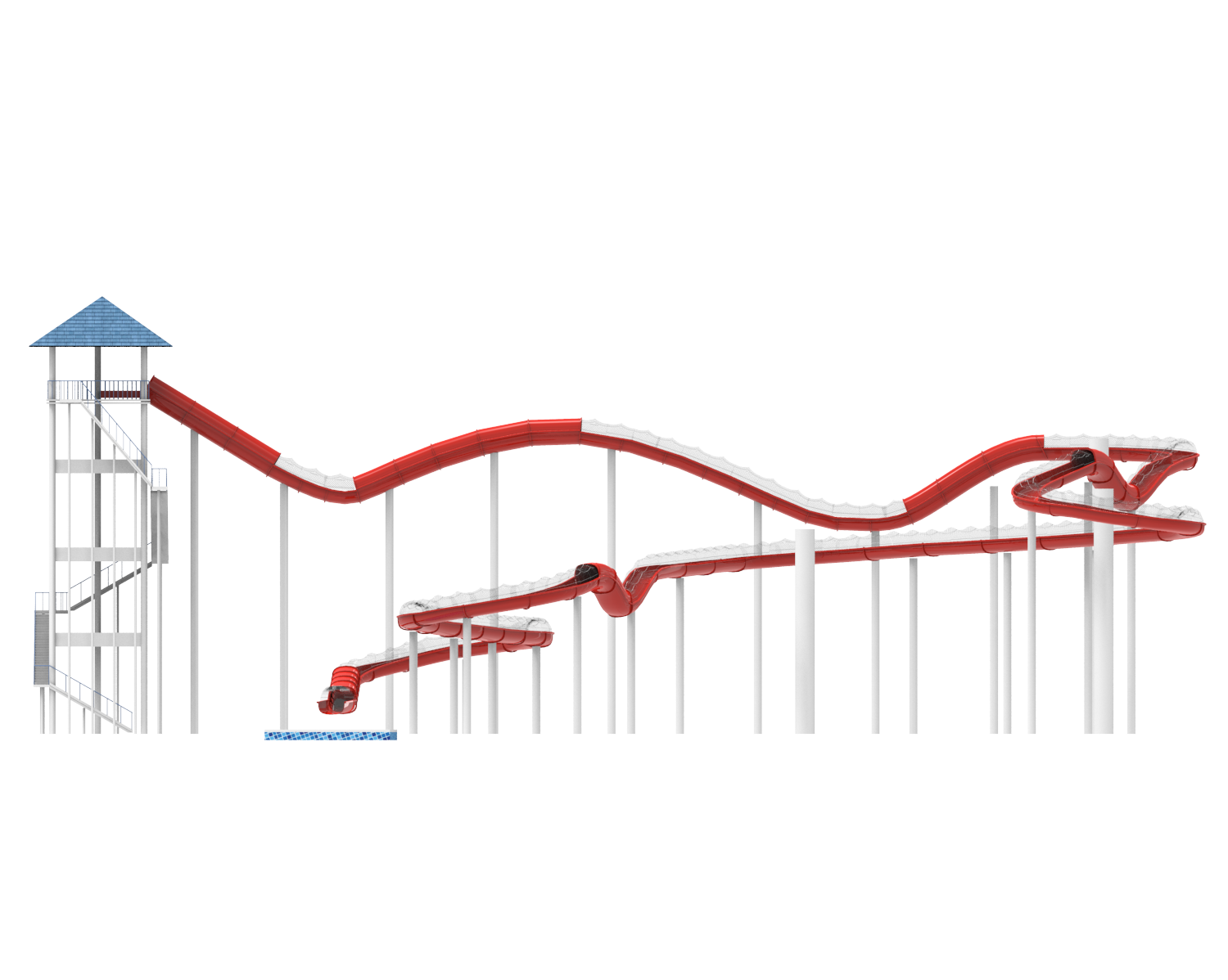 Rollercoaster eğlence parkı kapalı eğlence parkı ekipmanları su eğri slayt